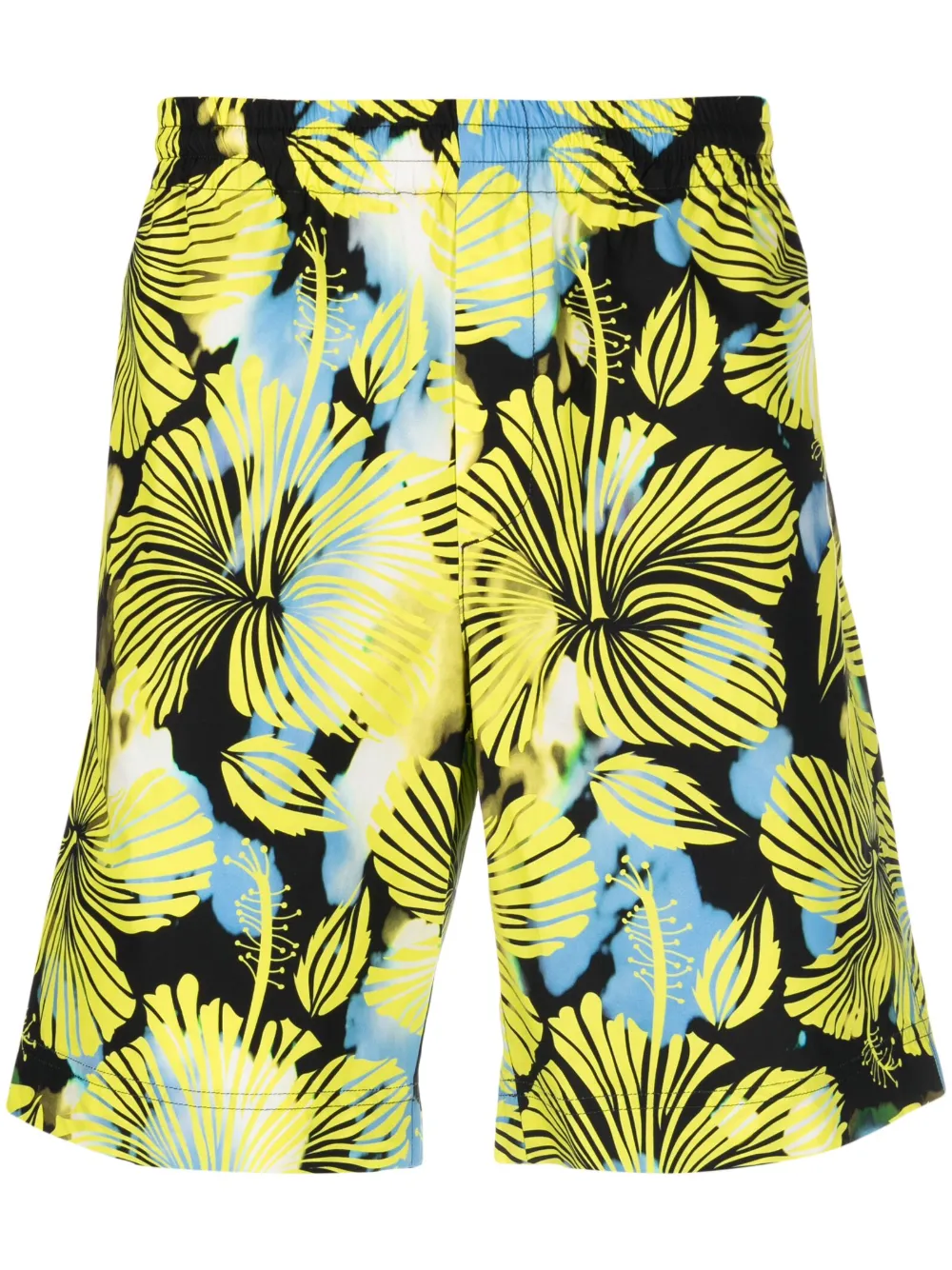 Msgm Floral-print Track Shorts In Schwarz