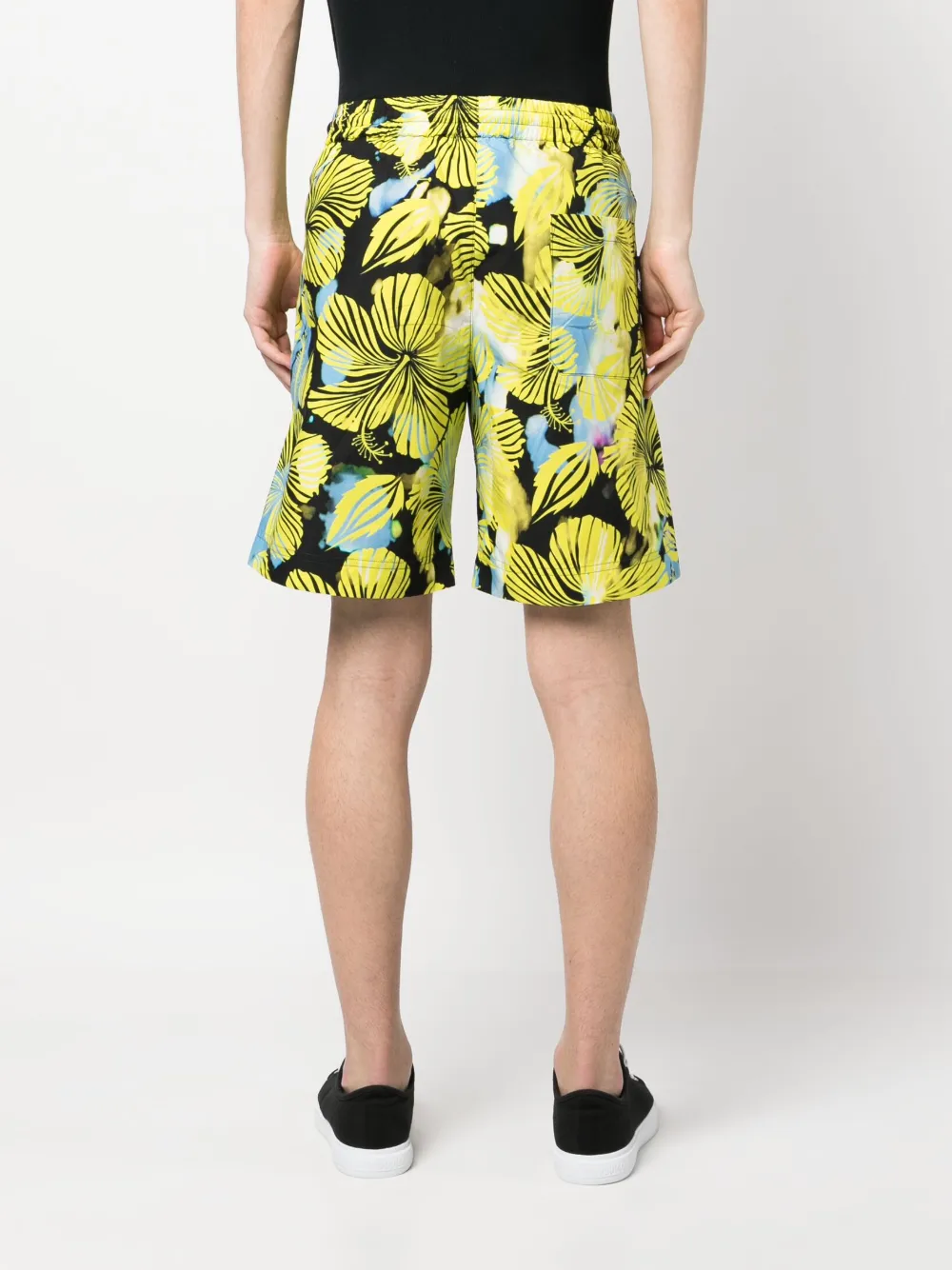 Msgm Floral-print Track Shorts In Schwarz