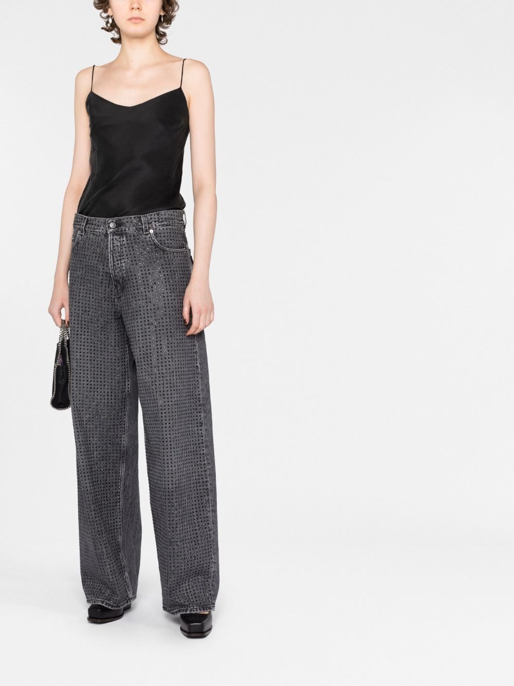 Shop Haikure Bethany Rhinestone-embellished Wide-leg Jeans In Grau