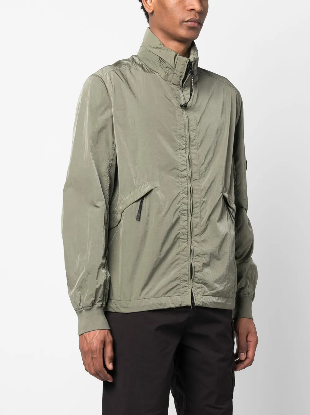 concealed-hood zip-up jacket