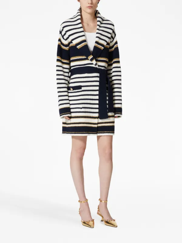 Valentino Garavani ストライプ ルレックス ロングカーディガン 