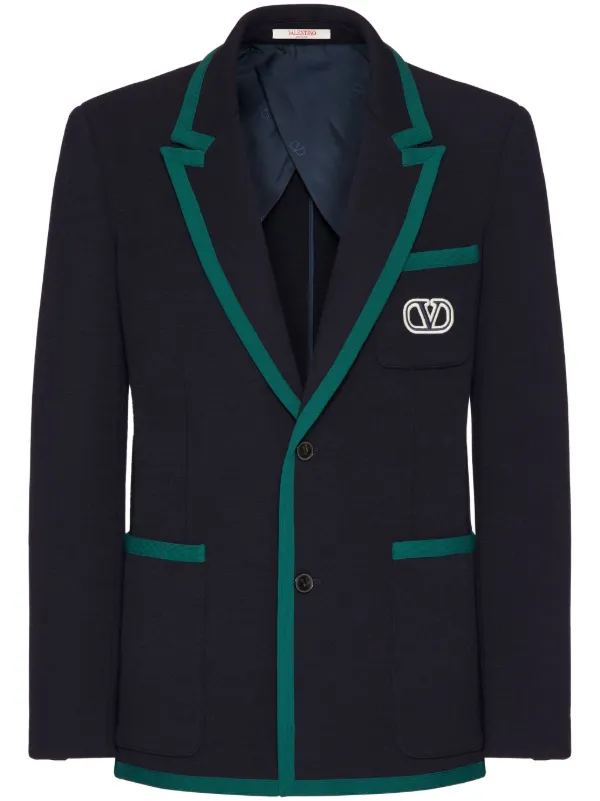 Valentino Garavani Vlogo Signature Single-breasted Blazer in Blue