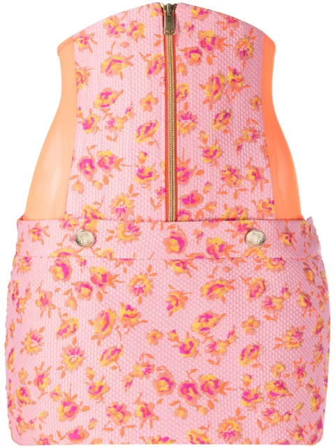 floral-print corset-detail miniskirt