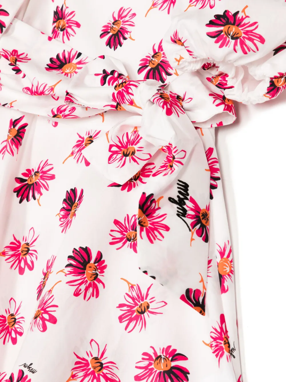 Msgm Floral-print Pleated Dress In White