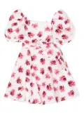 MSGM Kids floral-print pleated dress - White
