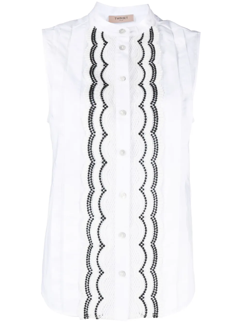 TWINSET LACE-APPLIQUÉ SLEEVELESS SHIRT