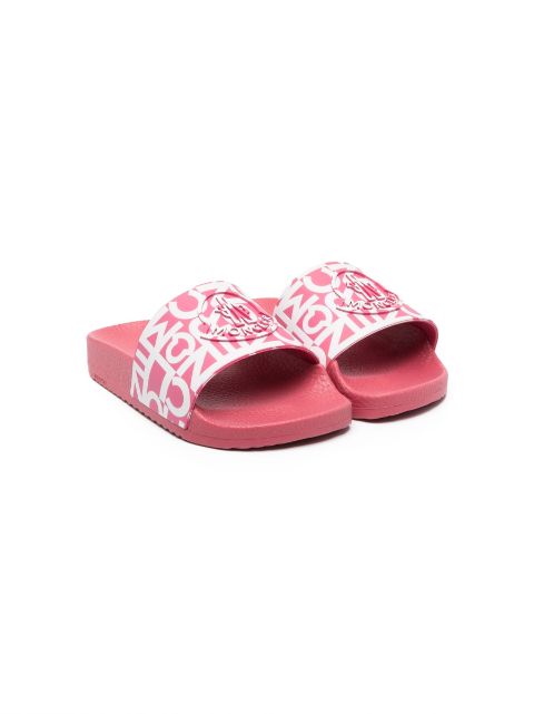 Moncler Enfant monogram-pattern open-toe slides