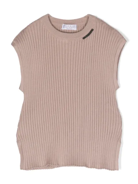 Brunello Cucinelli Kids ribbed-knit sleeveless top