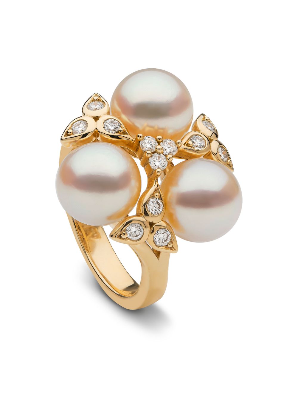 18kt yellow gold Raindrop pearl and diamond ring