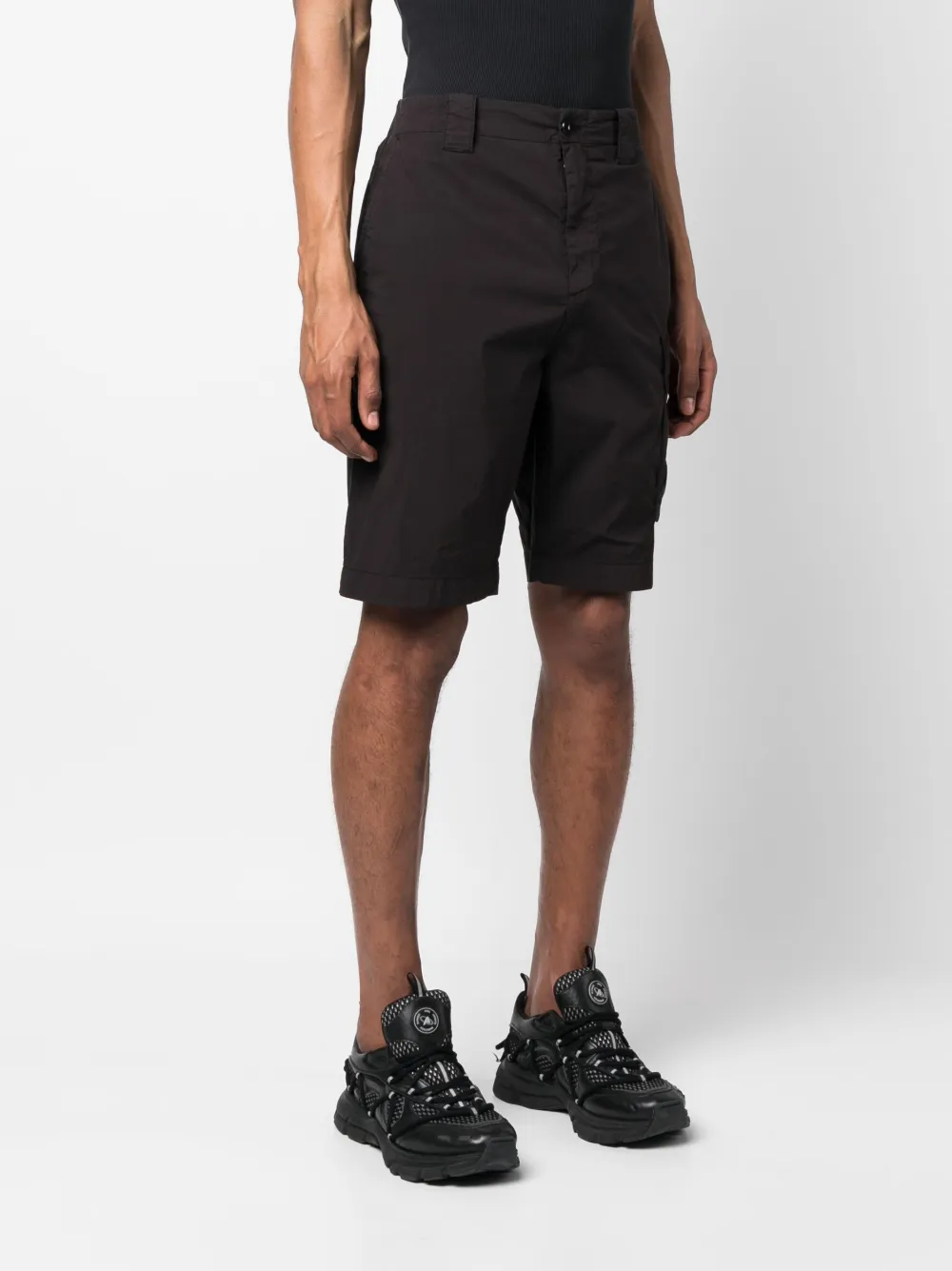 Shop C.p. Company Logo-patch Cargo Shorts In Black