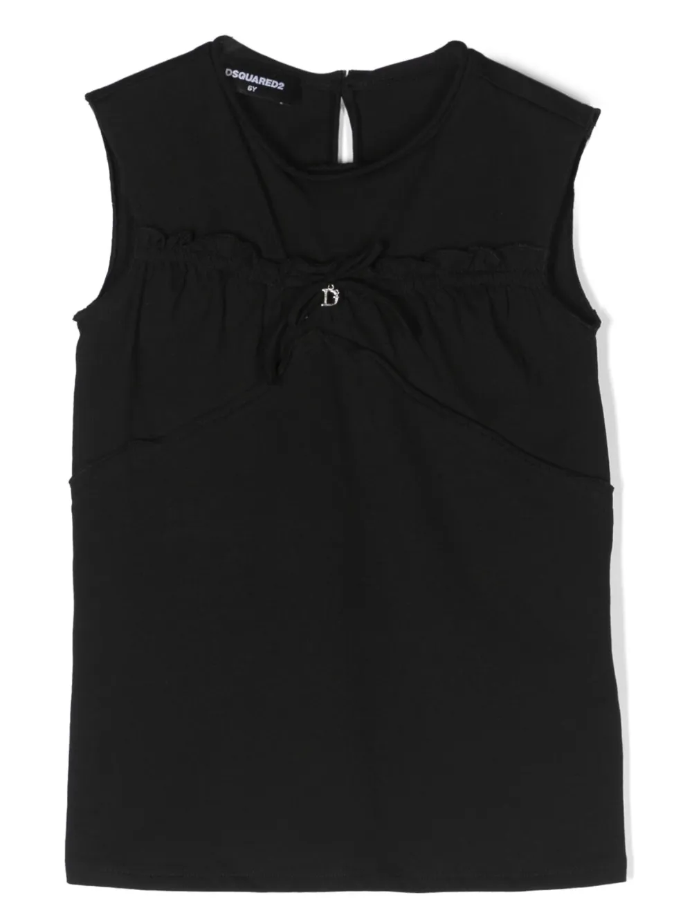 Dsquared2 Kids' Bow-detailing Cotton Top In Black