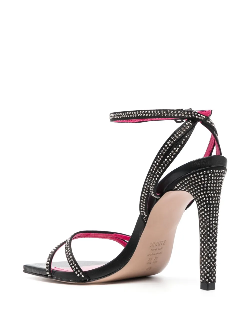  Schutz 105mm Leather Crystal-embellished Sandals - Black 