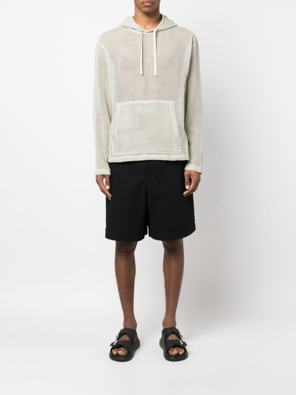 Shop Stussy Perforated Long-sleeve Hoodie In Green