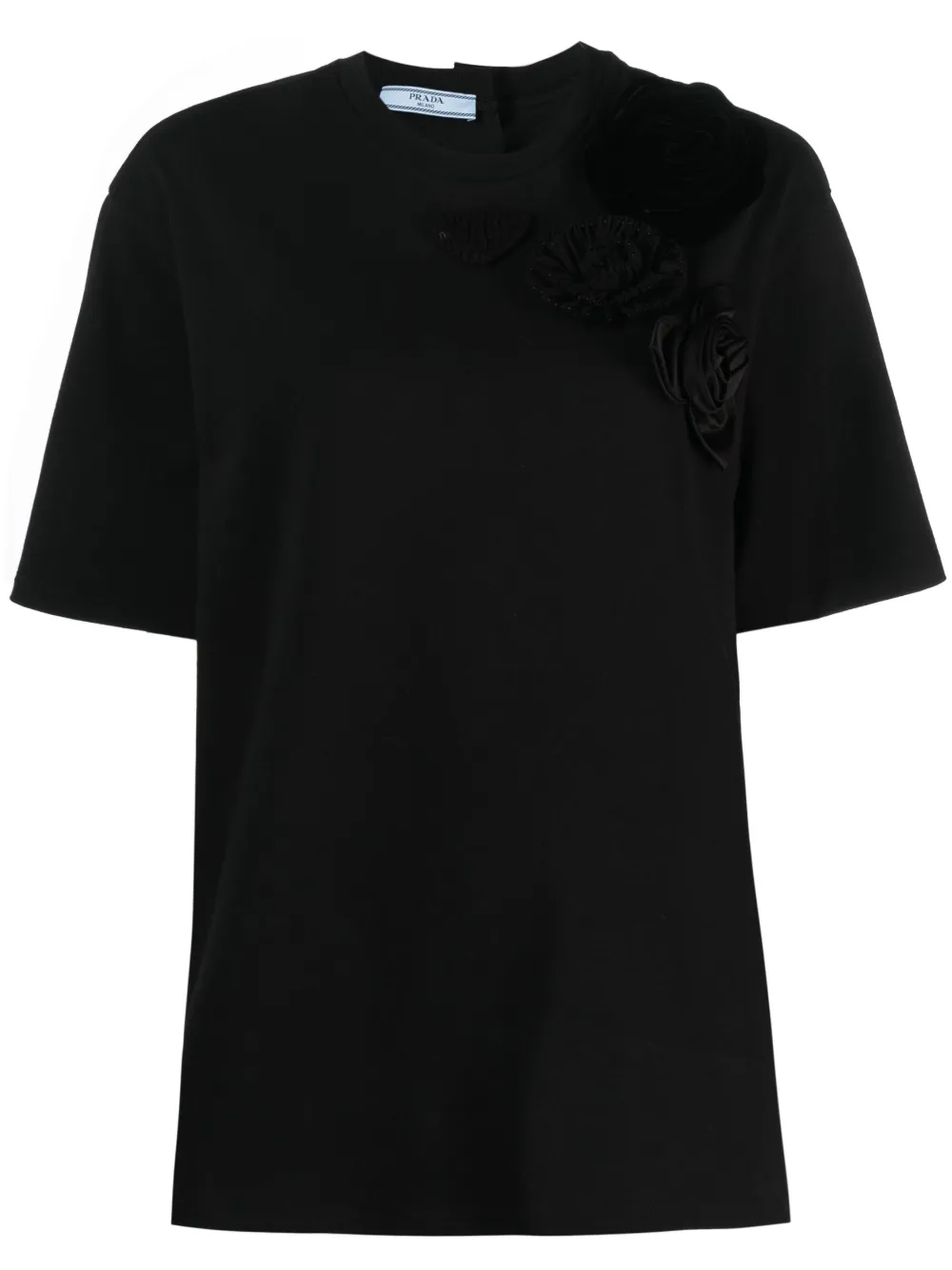 Prada flower-appliqué cotton T-shirt – Black