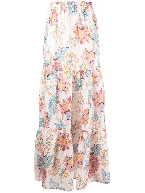 Anjuna floral-print tiered skirt