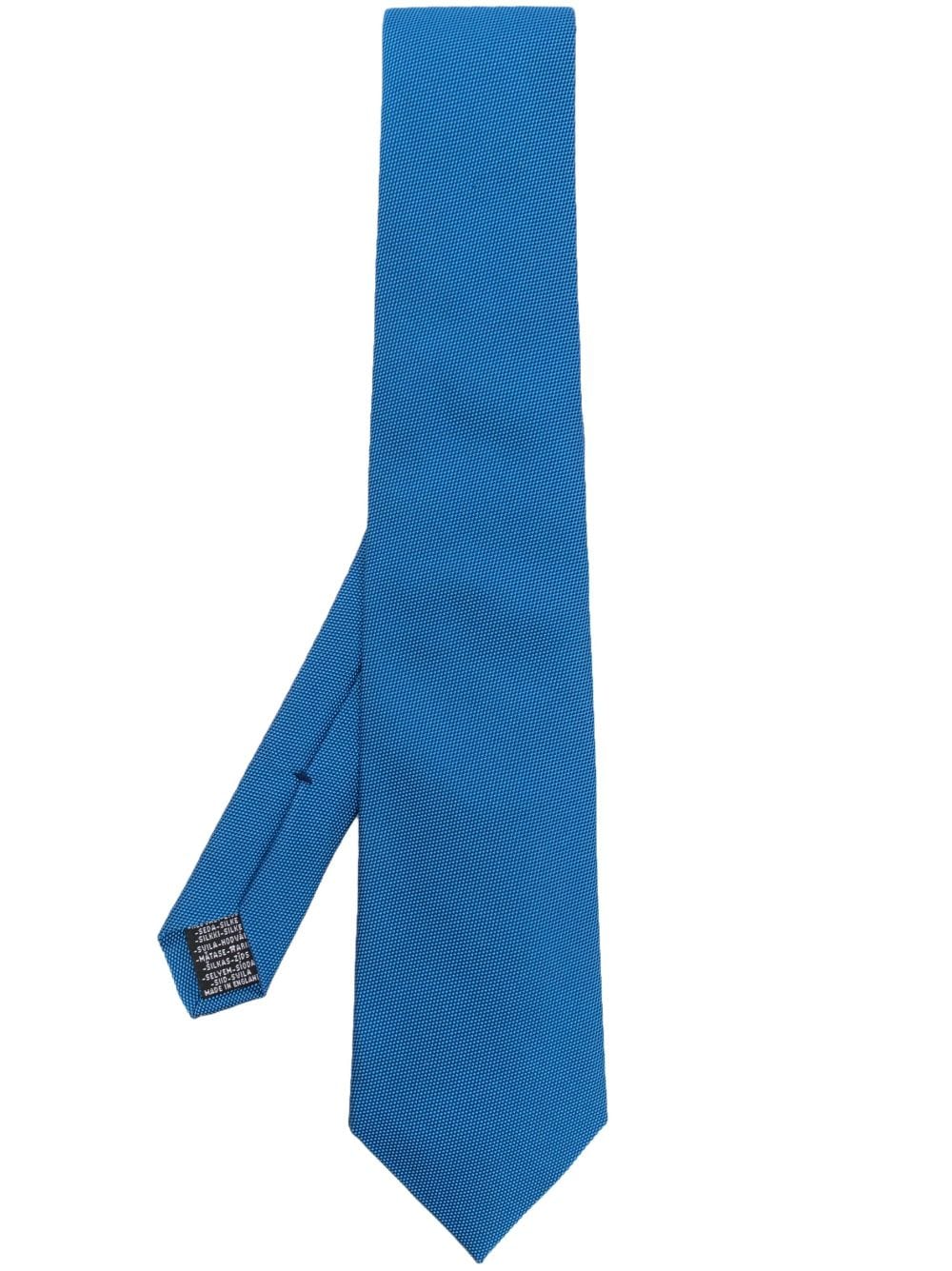 Paul Smith Grained Pointed-tip Silk Tie In Blue