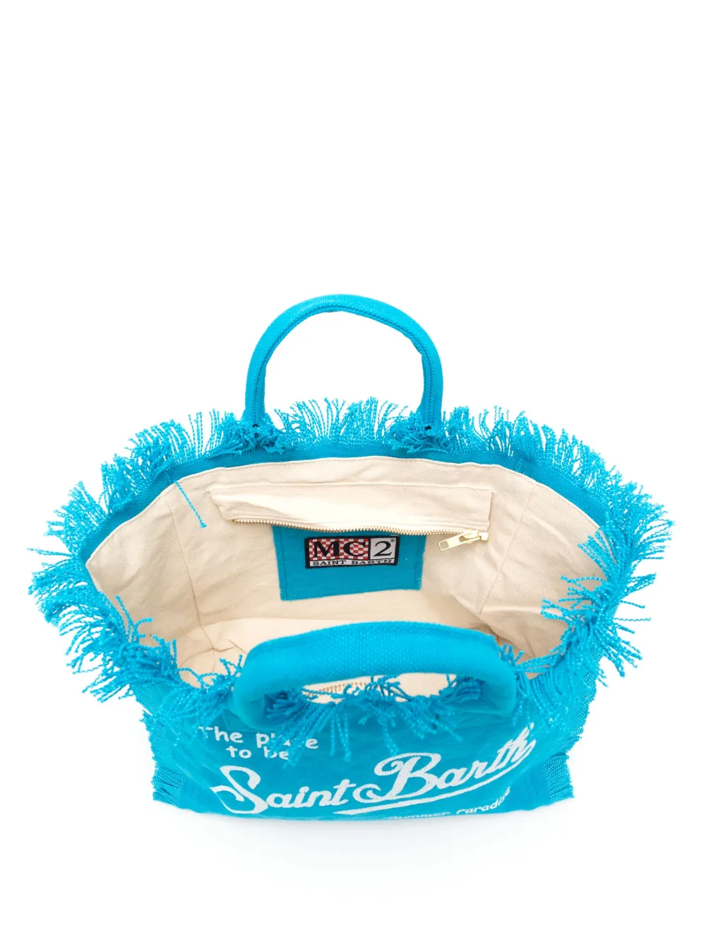 Mc2 Saint Barth Colette Embossed-print Beach Bag In Blue