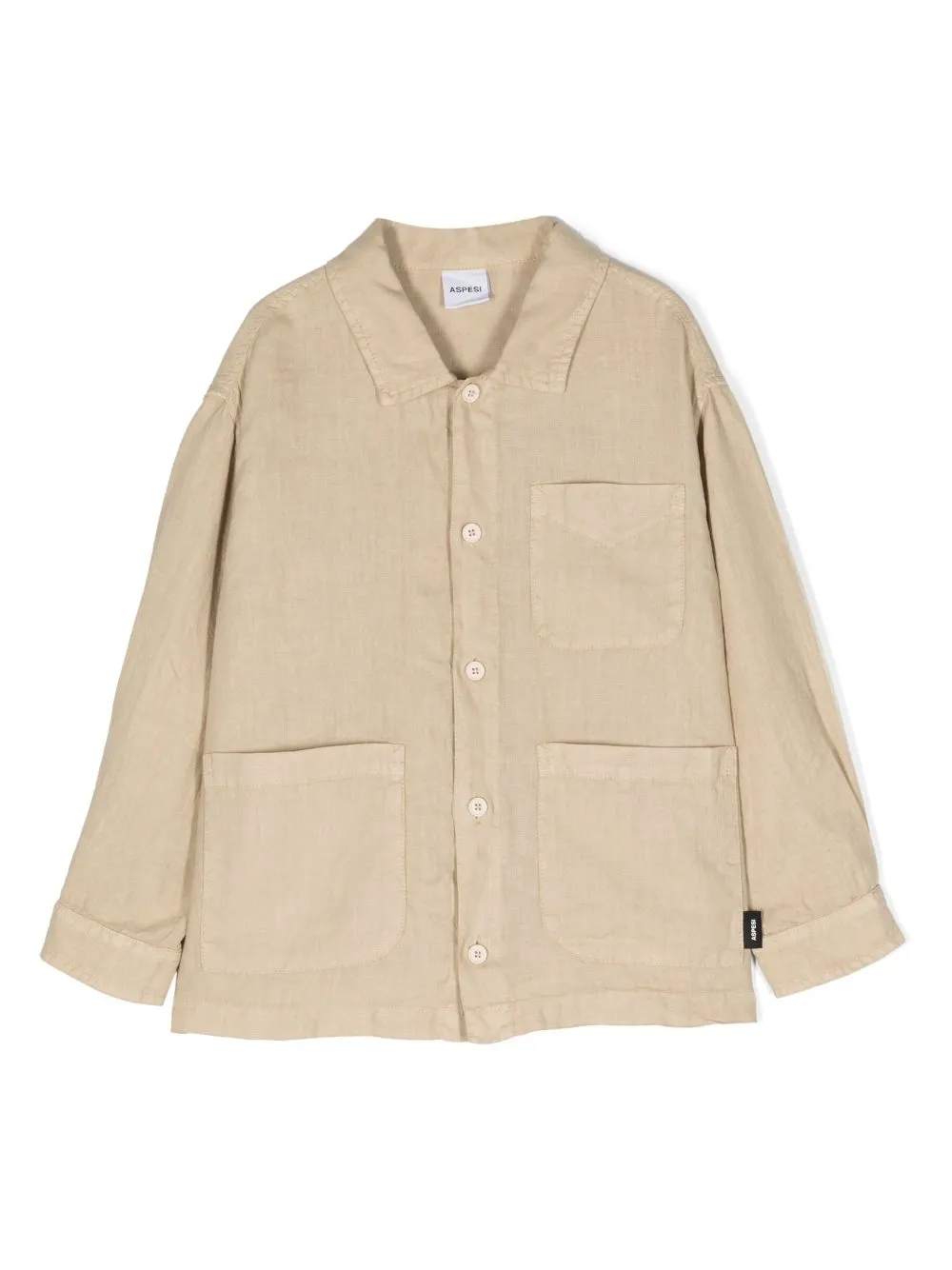 Aspesi Button-fastening Linen Shirt In Neutrals