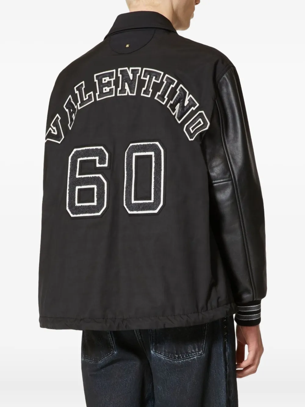 Valentino Garavani レザースリーブ ナイロンスポーツジャケット