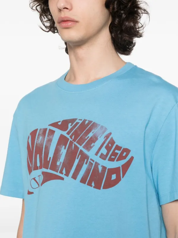 Valentino Garavani Surf-print Cotton T-shirt | Blue