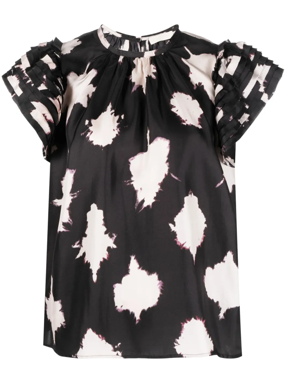 Ulla Johnson Splotch-print Silk Blouse In Black
