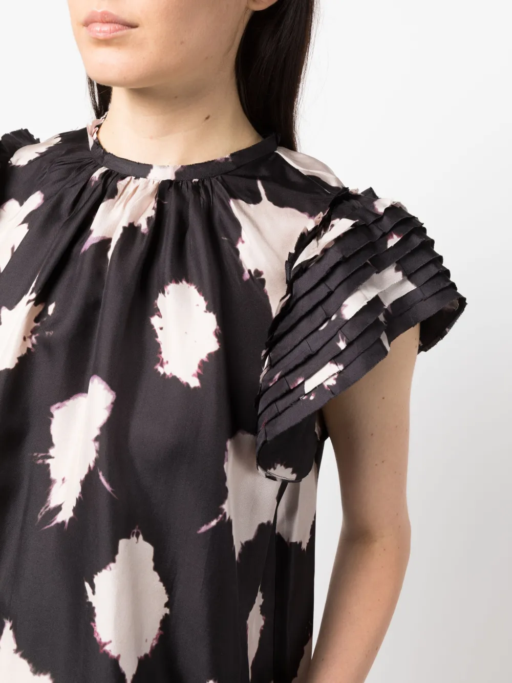 Ulla Johnson Splotch-print Silk Blouse In Black