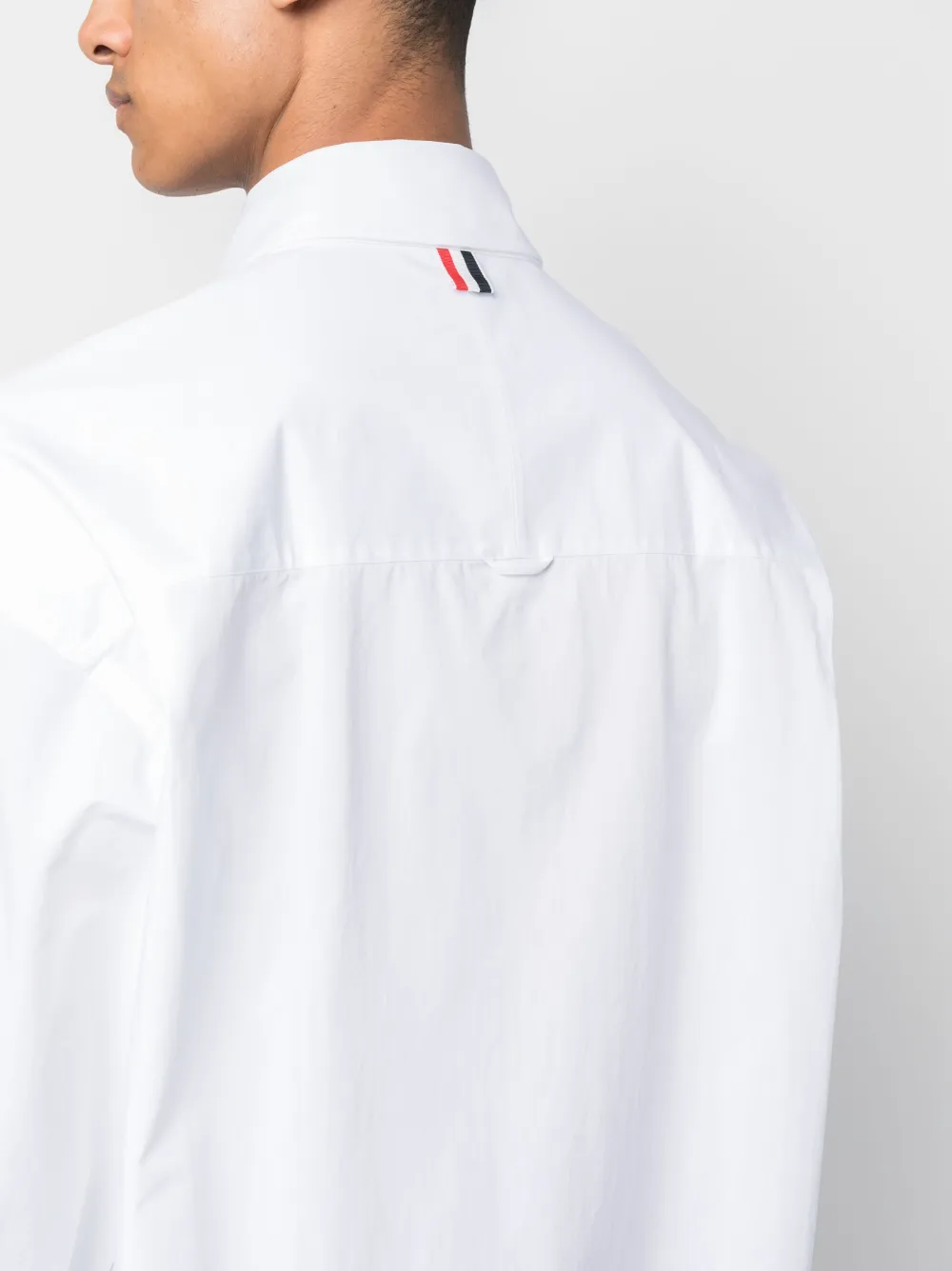 Thom Browne Floral-embroidered Cotton-poplin Shirt In Weiss