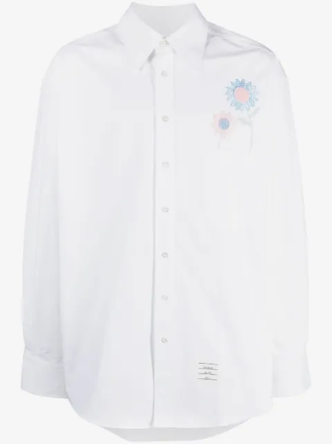 Thom Browne Madras Flower Patch-embroidered cotton shirt