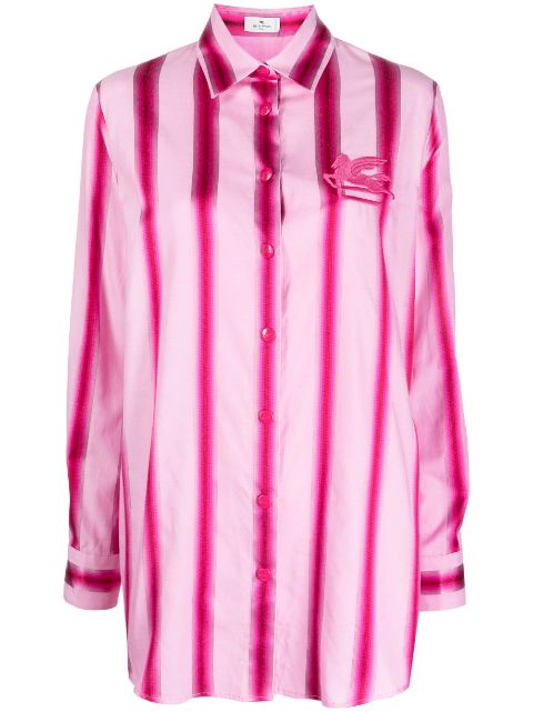 ETRO logo-patch striped shirt Women