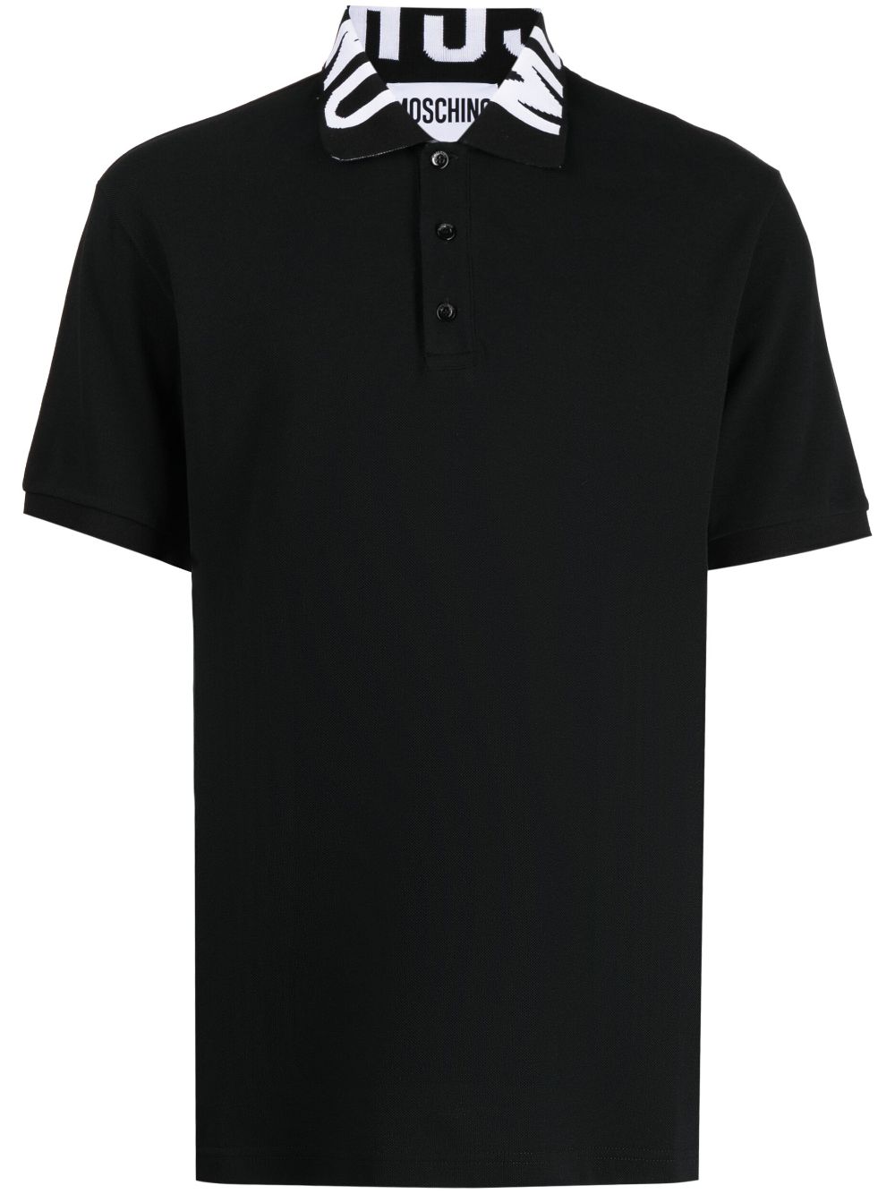 Moschino Logo Collar Polo Shirt In Black | ModeSens