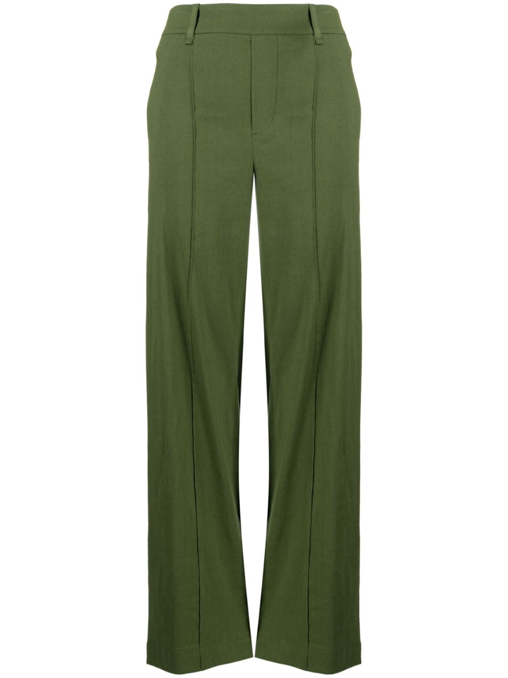 Vince pintuck-detailing linen-blend trousers - Green