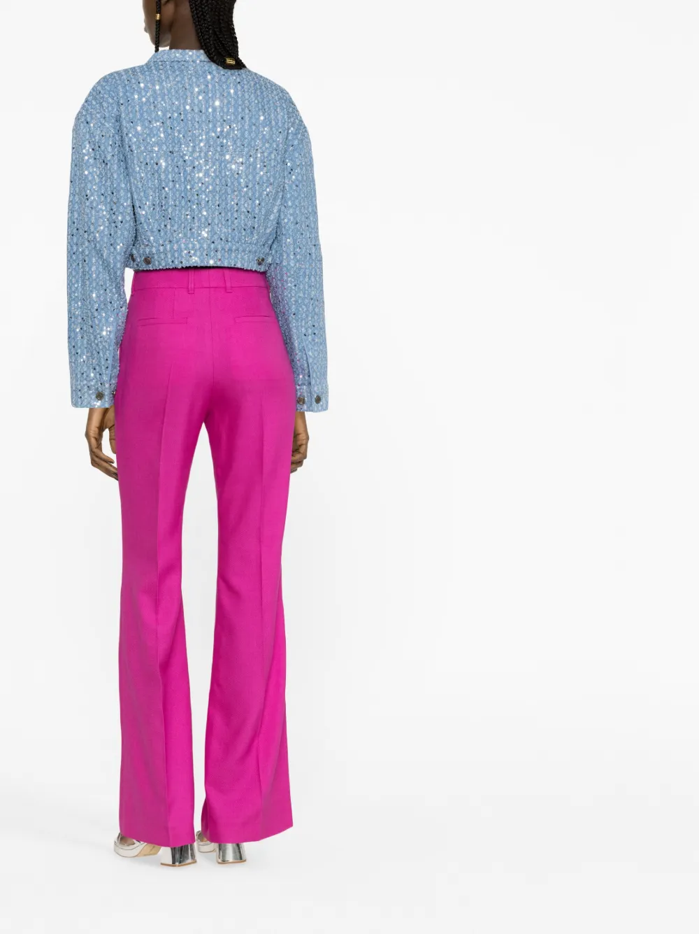 Rotate Birger Christensen Rotate Sequin Twill Biker Jacket In Blau