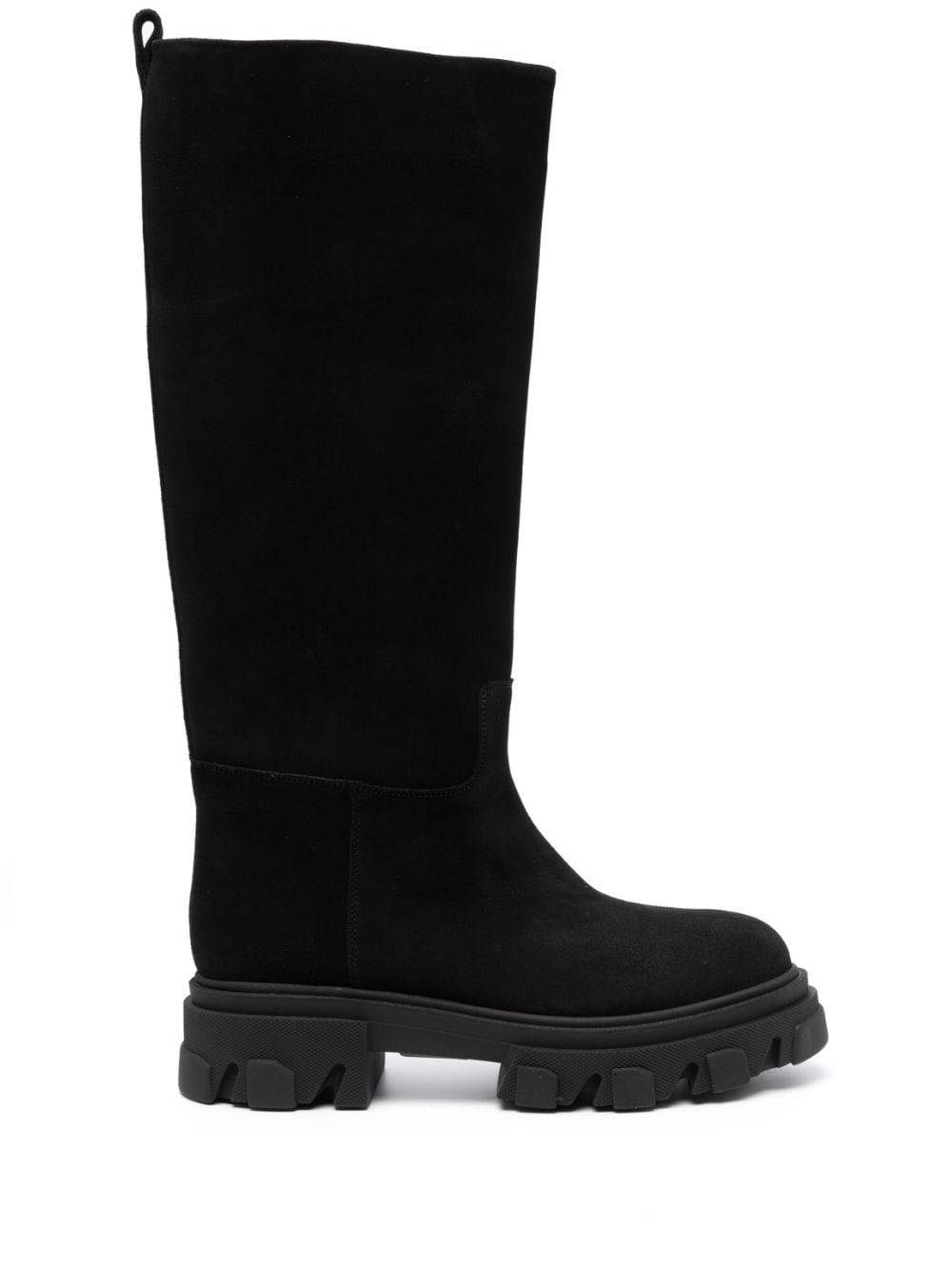 Shop Gia Borghini Chunky-sole Suede Boots In Black