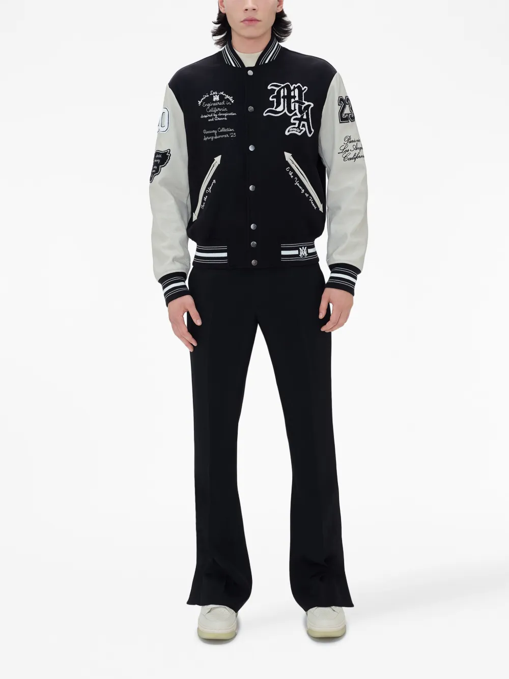 Amiri Black Oversized Varsity Bomber Jacket | ModeSens