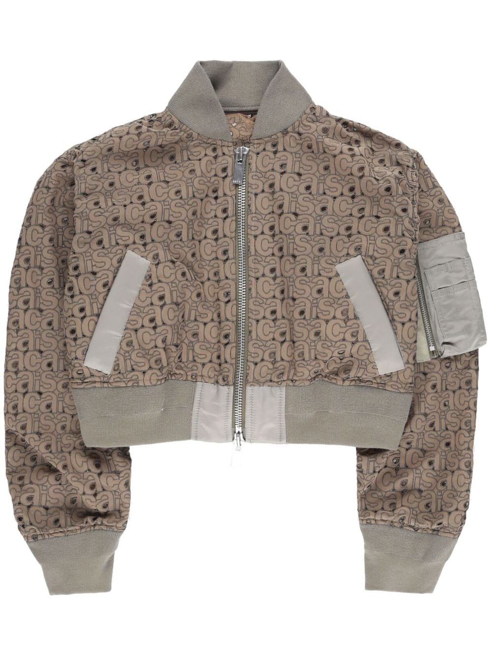 Sacai Logo-embroidery Lace Bomber Jacket In Neutrals | ModeSens