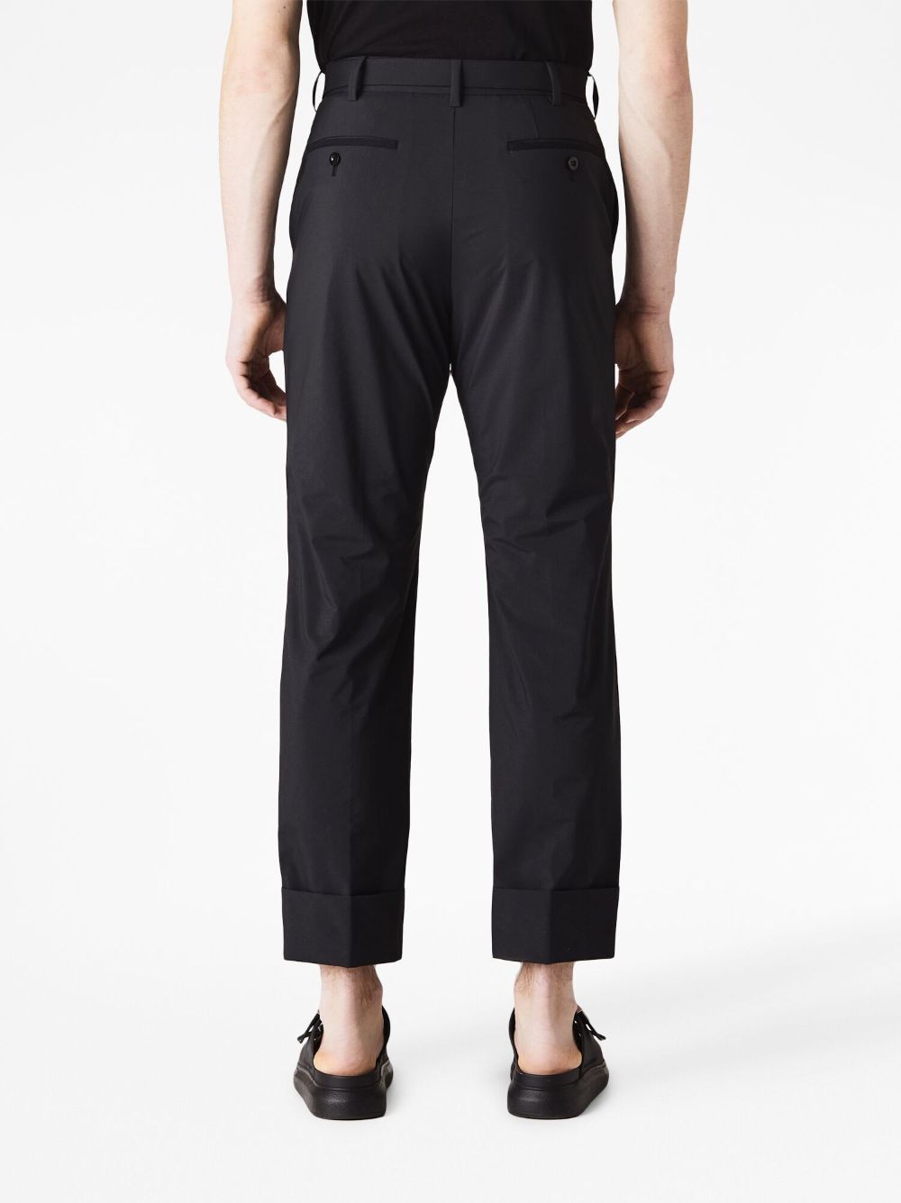 Shop Sacai Cropped Belted Turn-up Trousers In Black