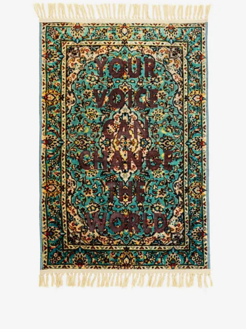 Seletti Burnt Voice mix-print carpet
