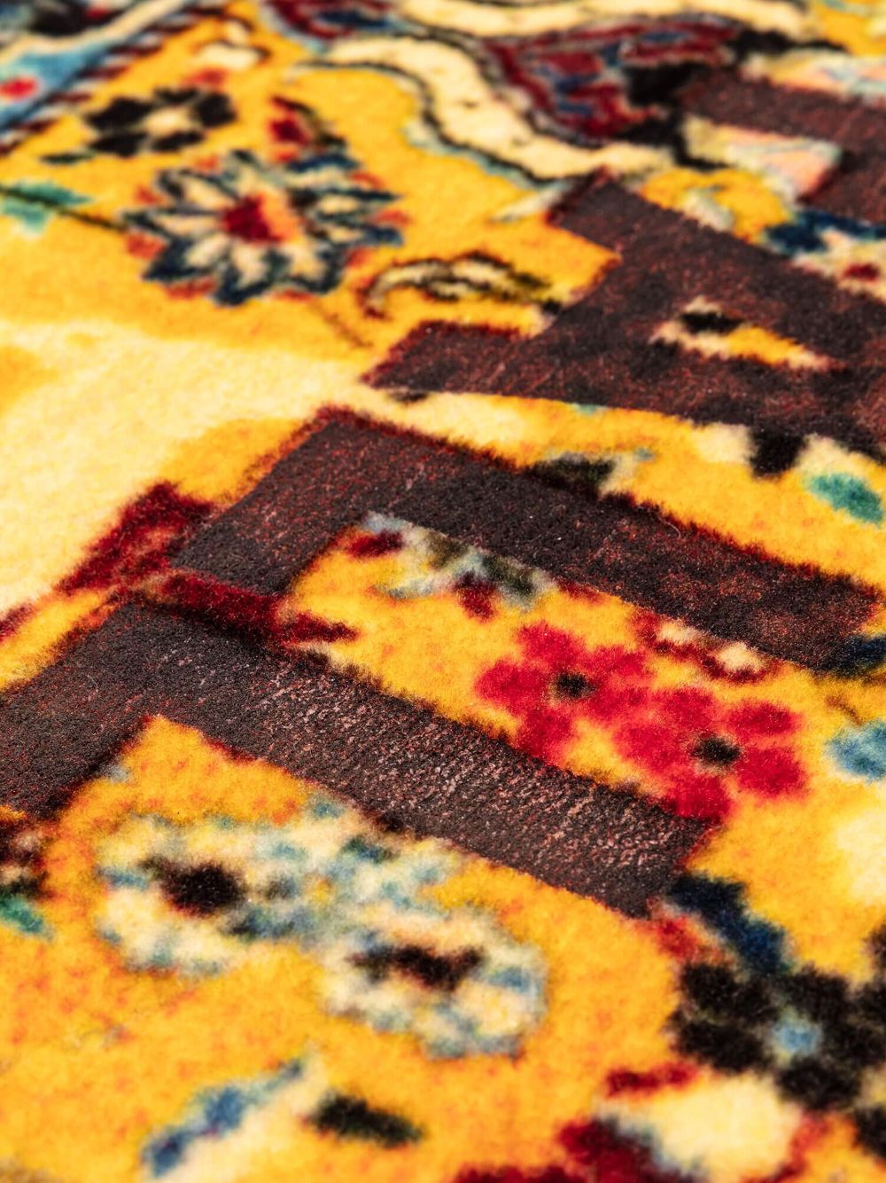 Shop Seletti Burnt United Mix-print Carpet In Yellow