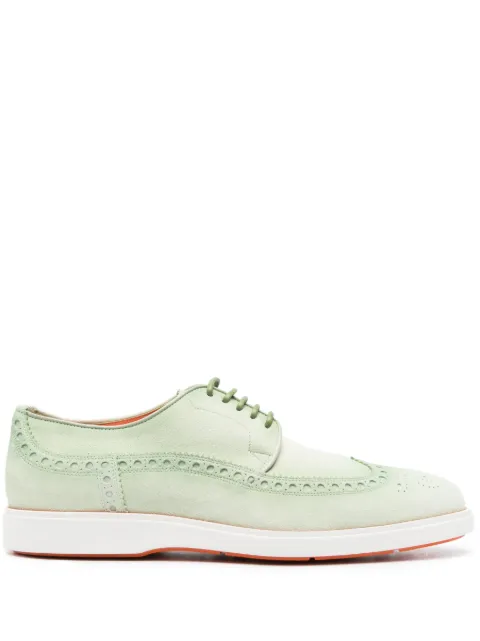 Santoni perforated-design almond-toe brogue shoes 