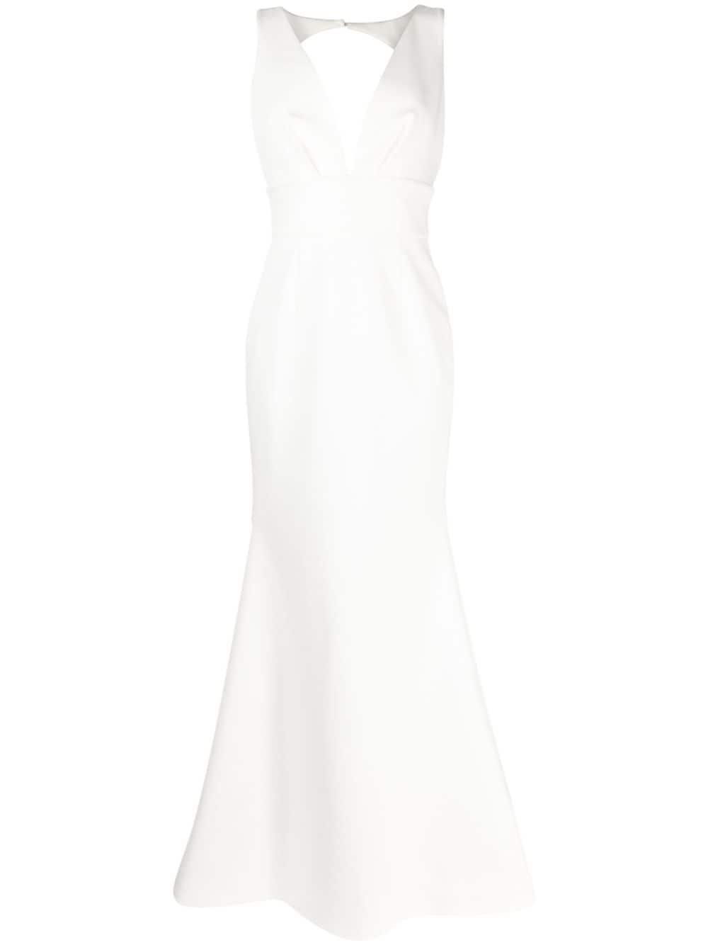 Rachel Gilbert Lennon V-neck Gown In White