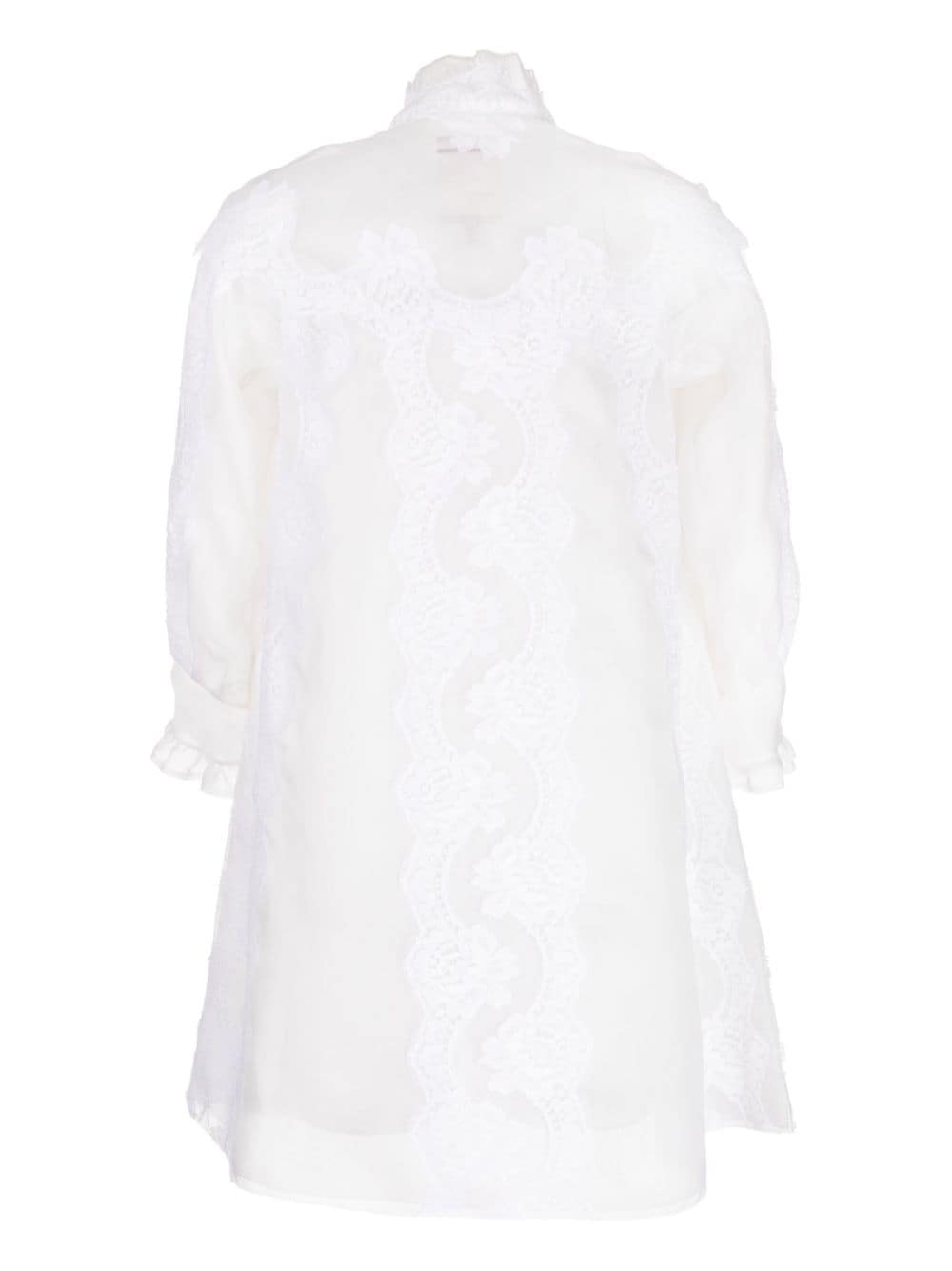 Shop Shiatzy Chen Lace Organza Single-breasted Coat In White