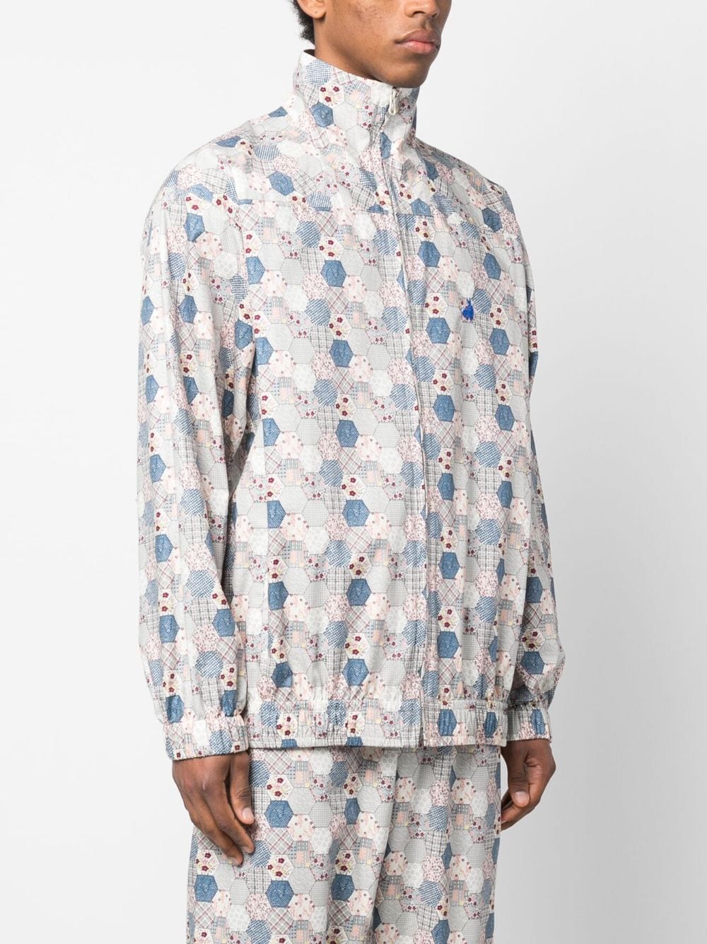 Shop Chloè Nardin Geometric-pattern Cotton Lightweight Jacket In Blue