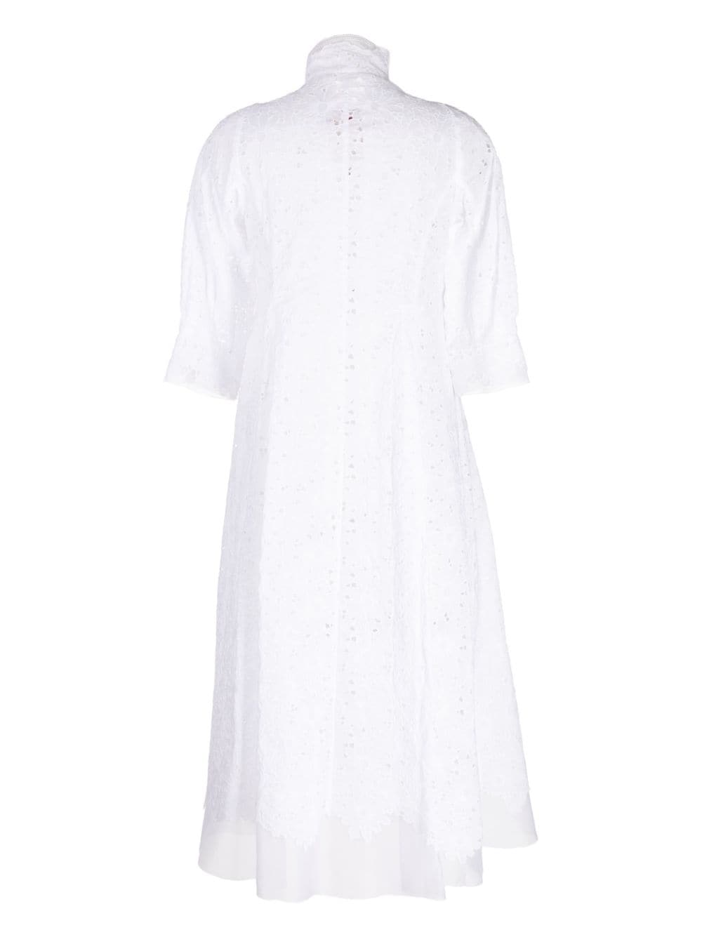 Shop Shiatzy Chen Sheer-lace Cotton Long Coat In White