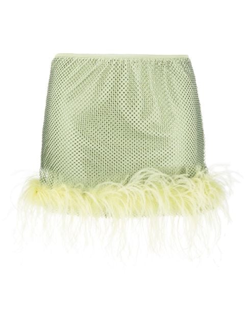 Patrizia Pepe feather-trim rhinestone mini skirt