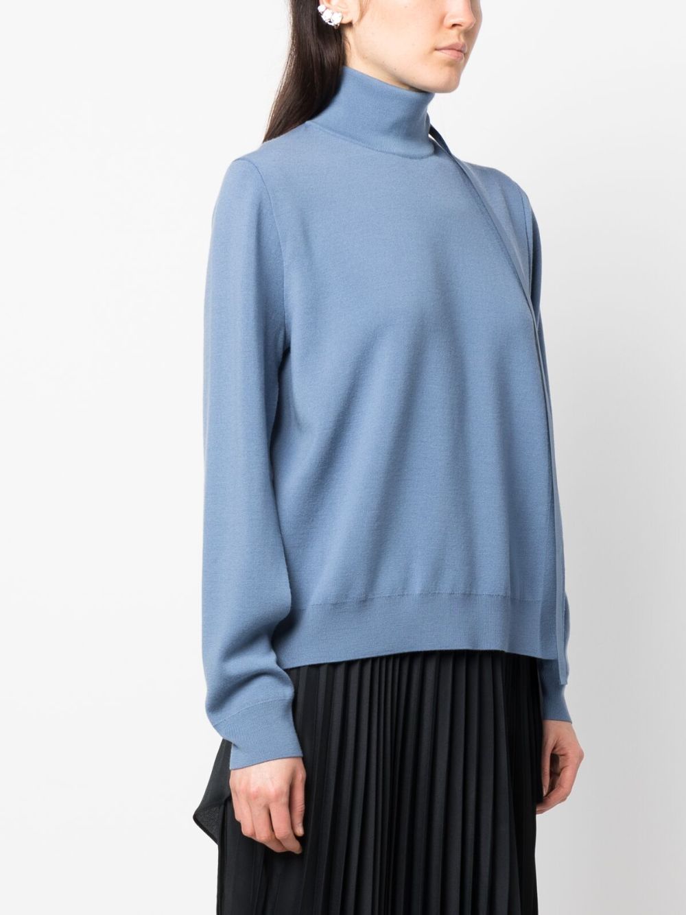 Shop Fendi Logo-detail Wool Sweater In Blue