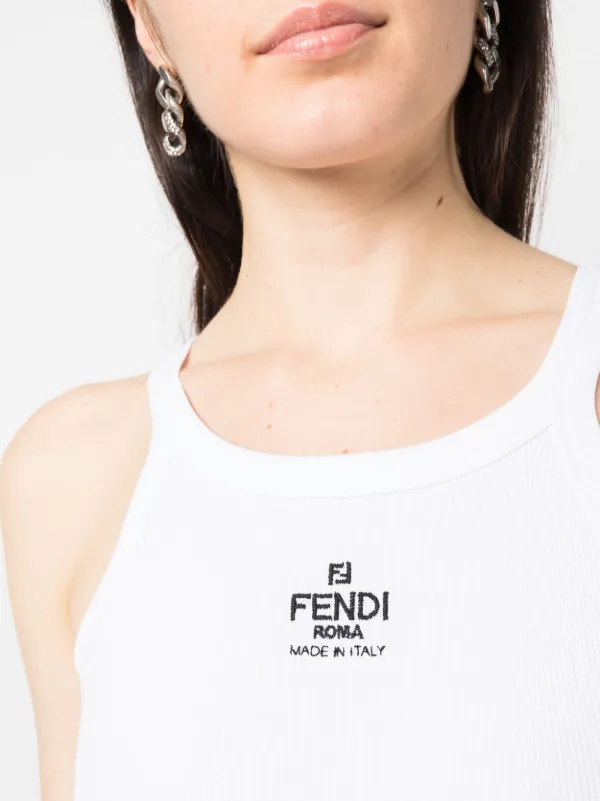 FENDI logo-embroidered Vest Top | White | FARFETCH