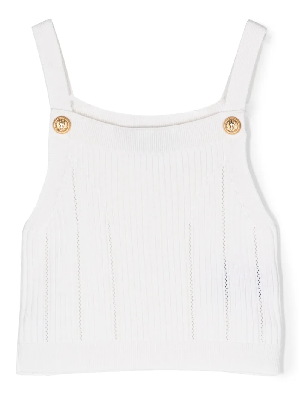 Balmain Kids' Cotton Blend Top In Avorio