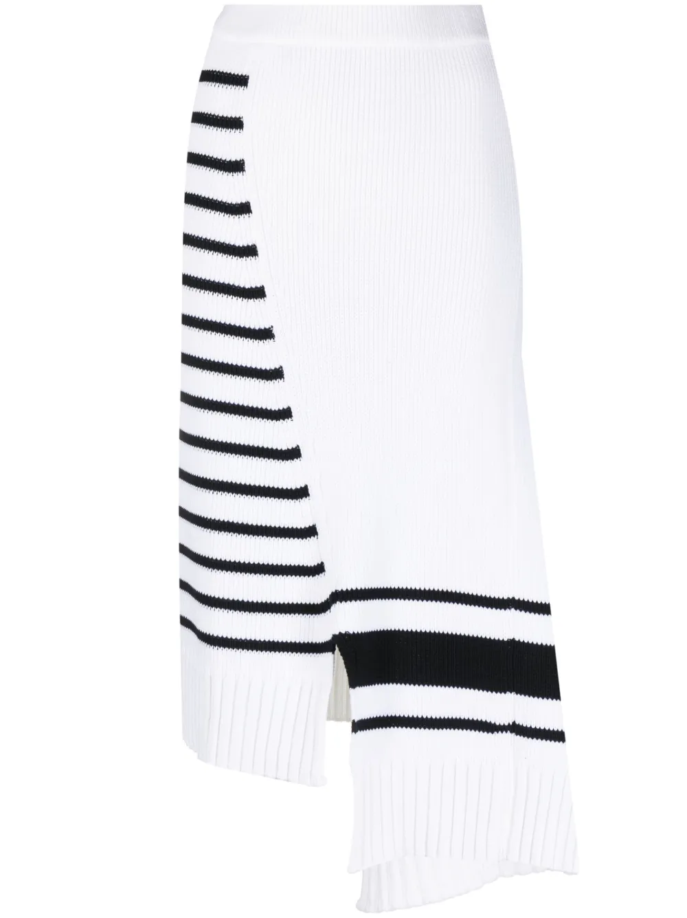 MRZ striped asymmetric knitted skirt