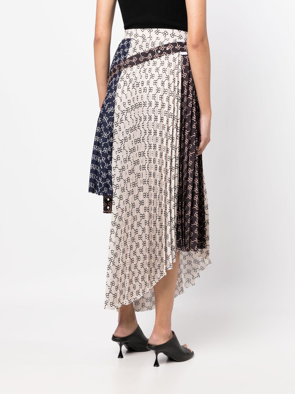 Shop Rokh Asymmetric Monogram-print Skirt In Mehrfarbig