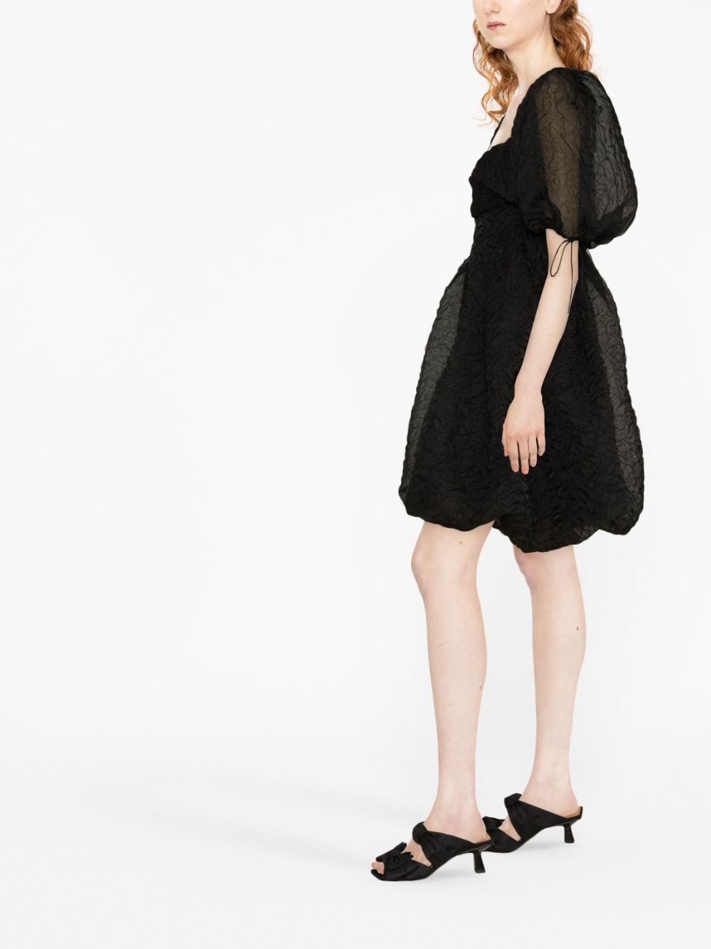 Shop Cecilie Bahnsen Sidra Puff-sleeve Minidress In Black